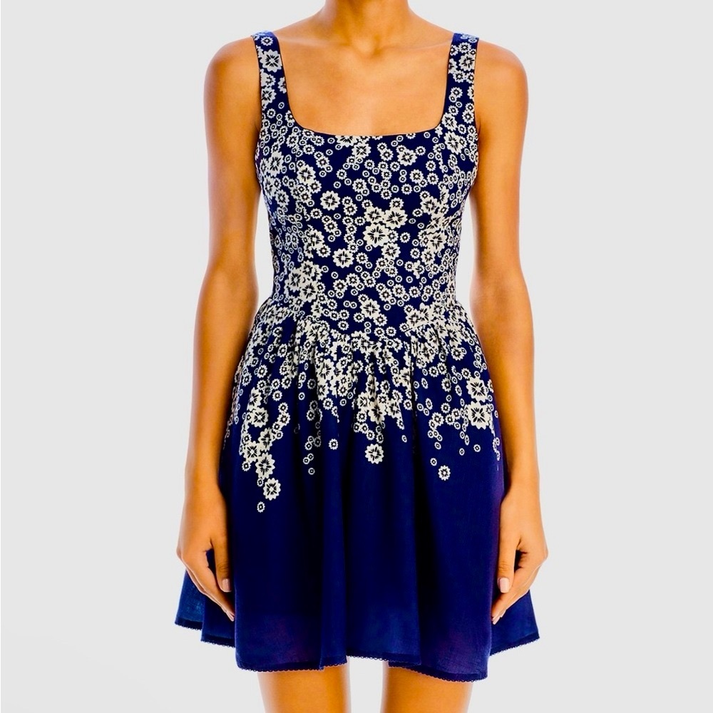 Aqua Bendita Elegant Navy Blue Floral Dress - Picture 2 of 8